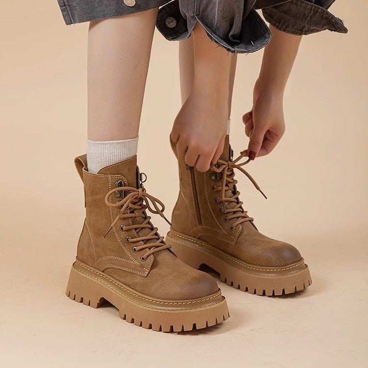 Retro British Style Thick-Sole Mid-Calf Women's Martin Boots