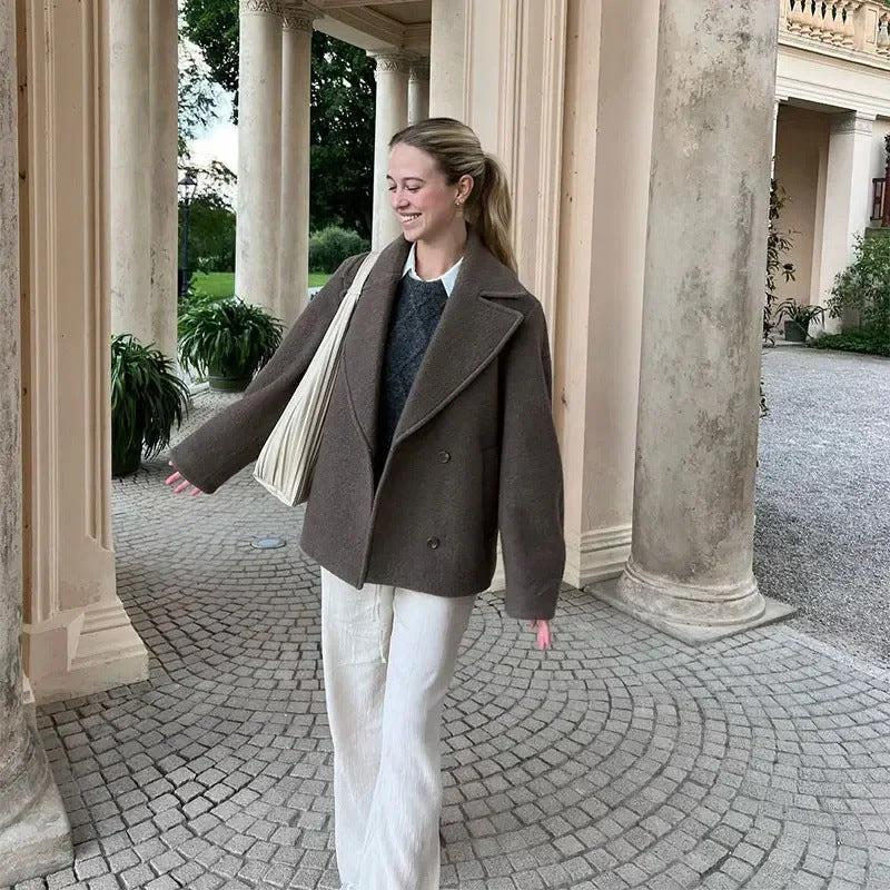 Double Breasted Wool Lapel Coat