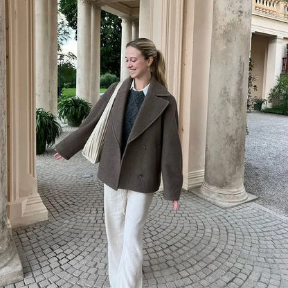 Double Breasted Wool Lapel Coat