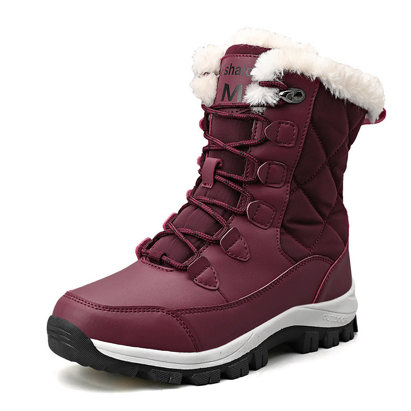 Women Fleece Lined Winter Snow Boots High Top Warm Cotton Shoes
