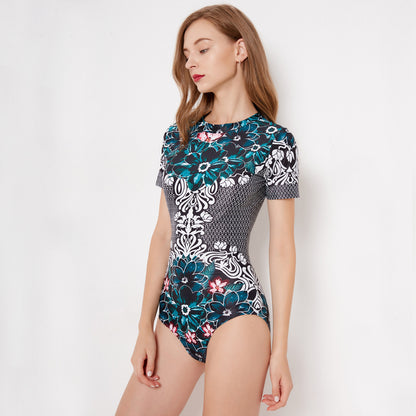 Badpak met korte mouwen en rits