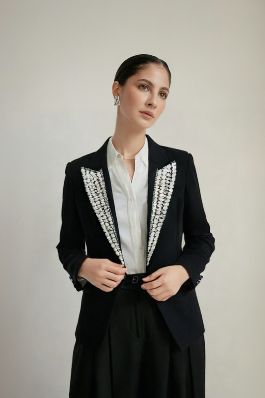 HIGH STREET designerjas voor dames met strass steentjes en diamanten