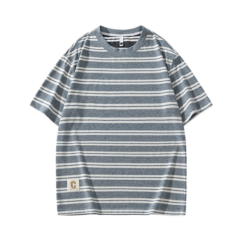 Cloud striped T-shirt men's short sleeved summer