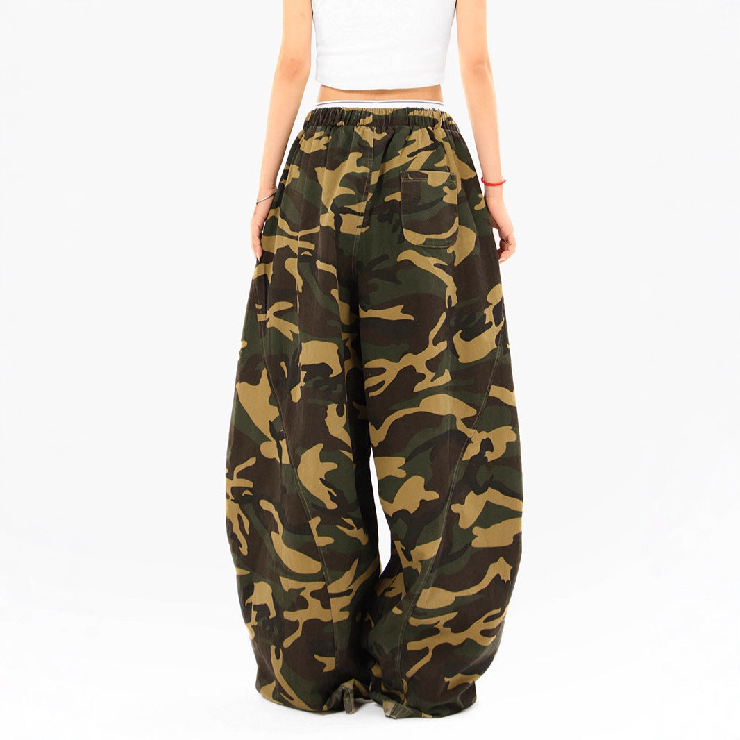 Casual wijde jeans met camouflageprint unisex