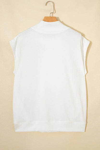Effen top met hoge hals en korte mouwen osvallend model