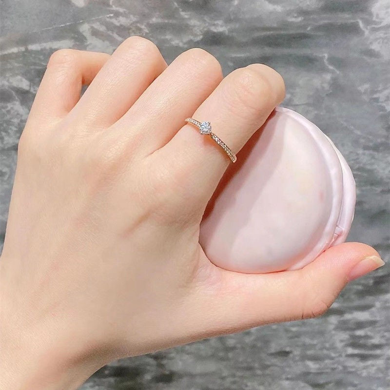 Moissanite Ring Kroon Witte Roos Tweekleurig Goud