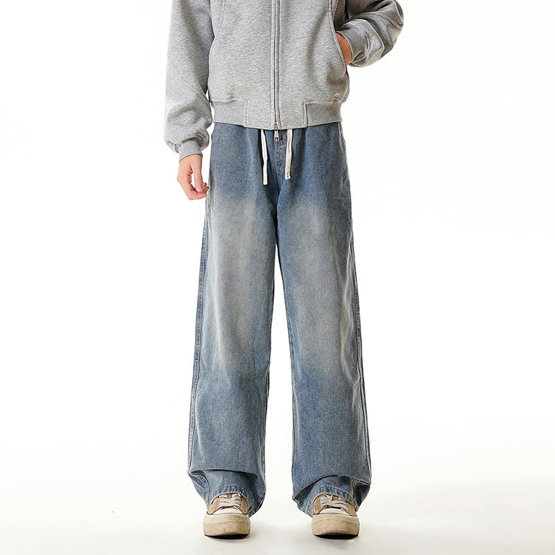 Vintage gewassen herenjeans met rechte pijpen