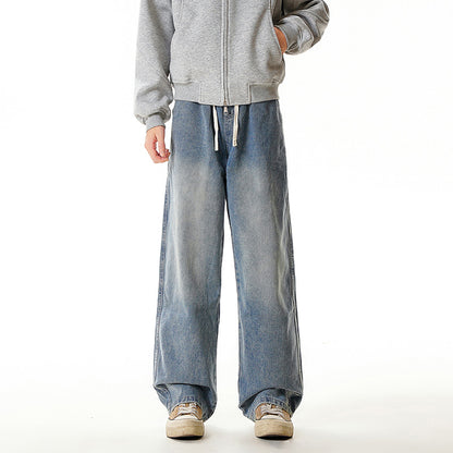 Vintage gewassen herenjeans met rechte pijpen