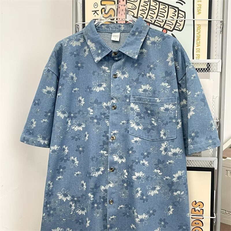 Summer beach vacation style printed thin shirt jacket