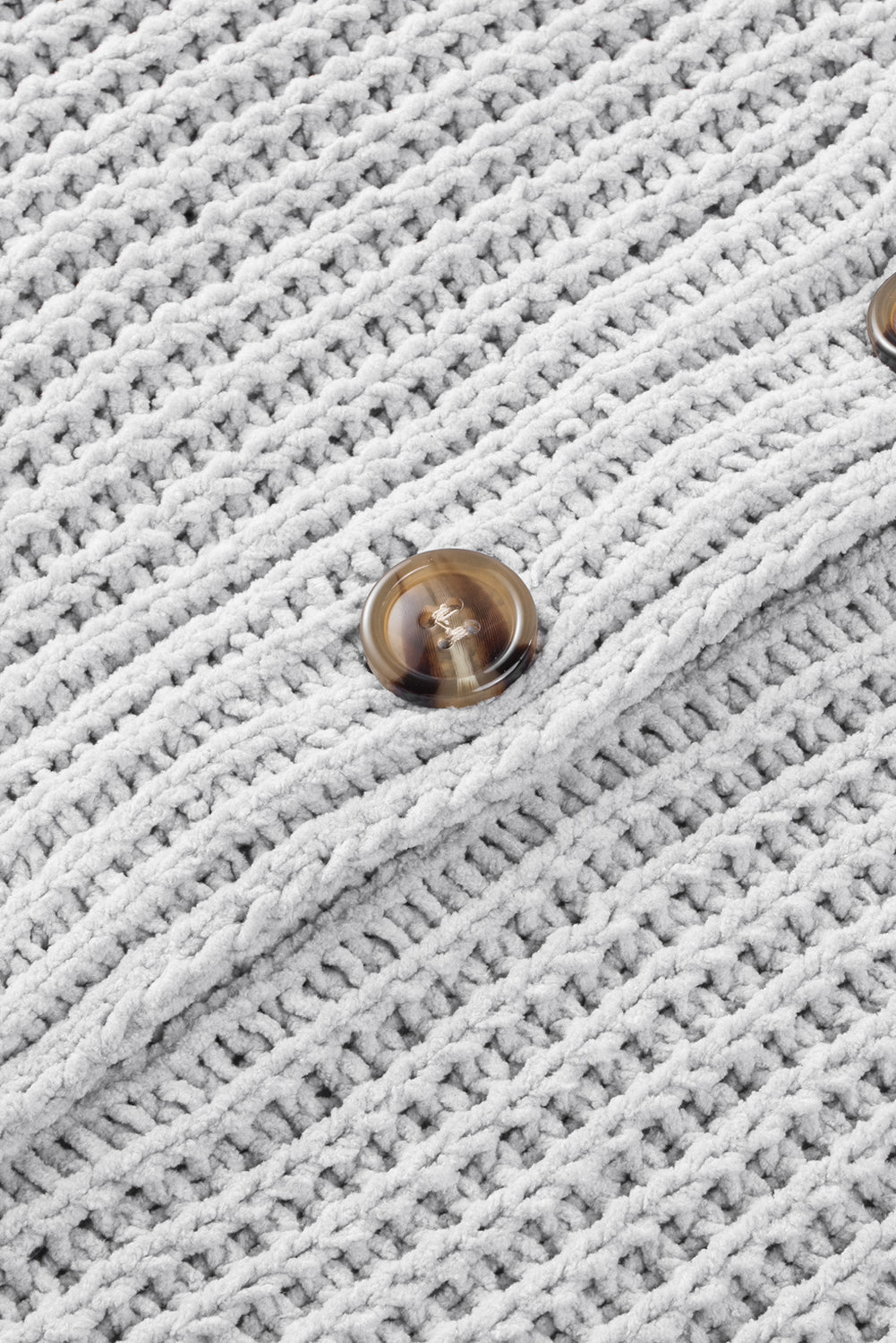 Gray Buttoned Front Drop Shoulder Knitted Cardigan