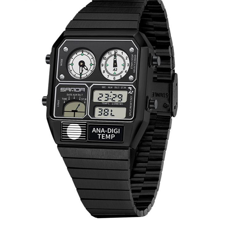 Dual Display 50m Water Resistant Electronic Watch