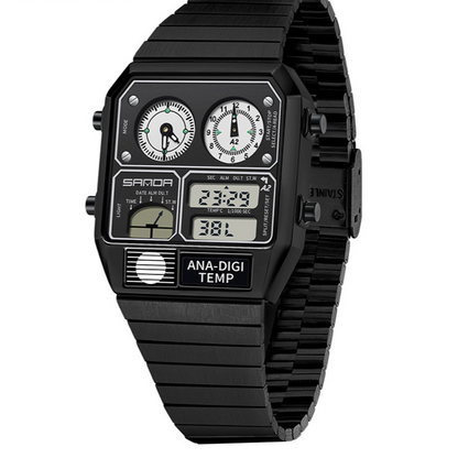 Dual Display 50m Water Resistant Electronic Watch