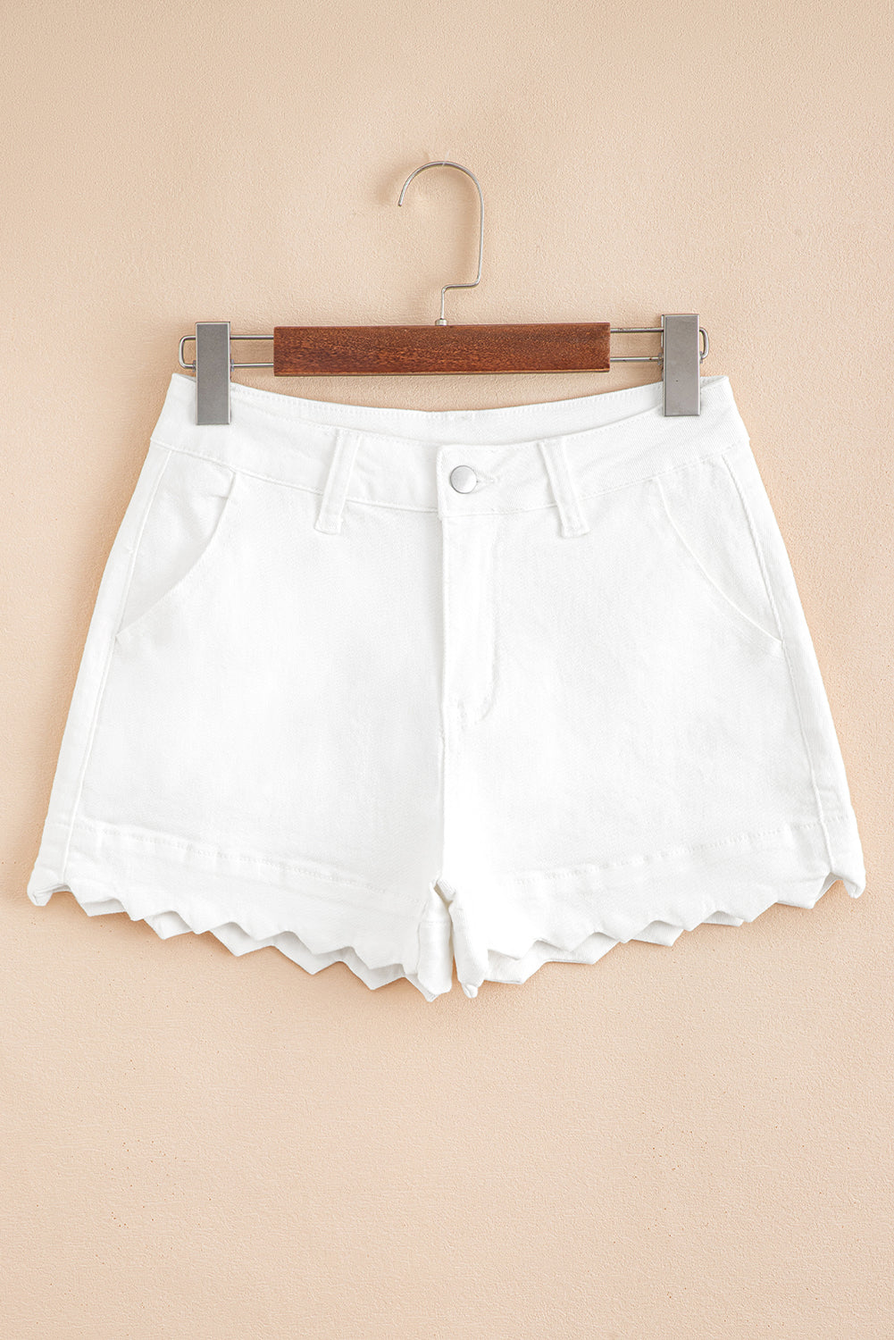 Denim shorts met geschulpte zoom