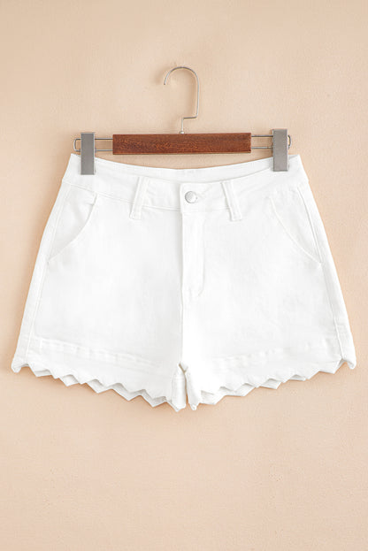 Denim shorts met geschulpte zoom