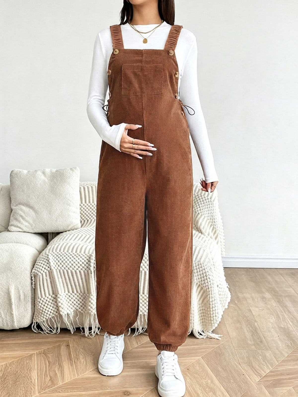 Woolen gauze maternity belt pants