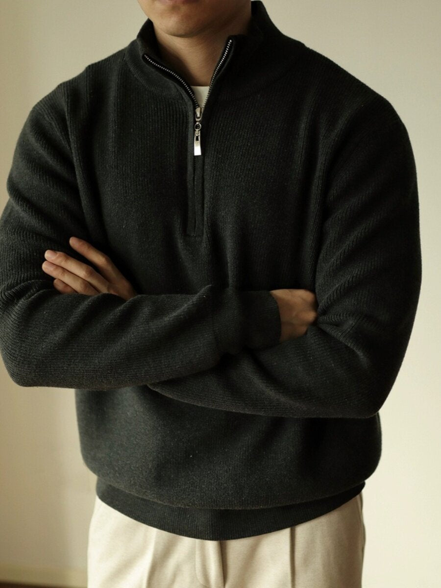 Half-zip turtleneck sweater