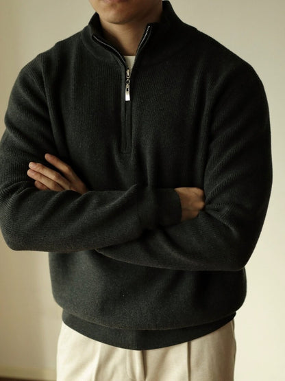 Half-zip turtleneck sweater