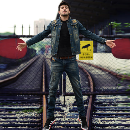 Trendy slanke heren denimjack