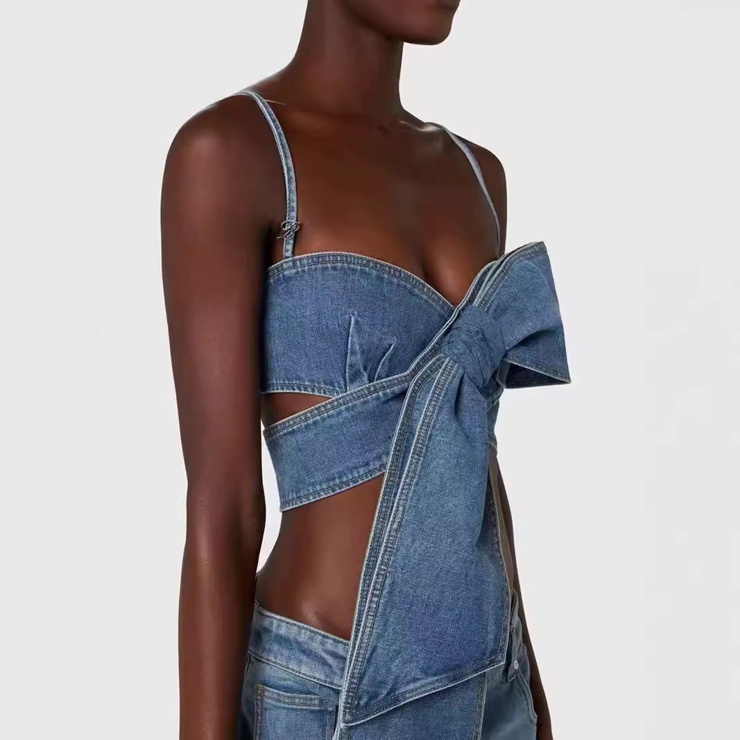 Sexy camisole tube top denim broek pak