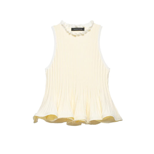 Ribbed knit short skirt style hem top