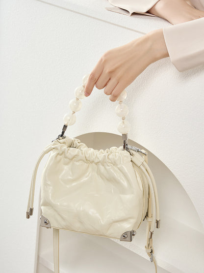 Top-Layer Cowhide Beaded Handbag