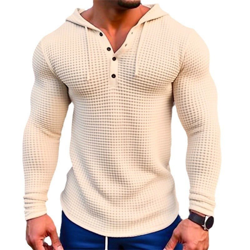 Heren Casual geribde hoodie met lange mouwen