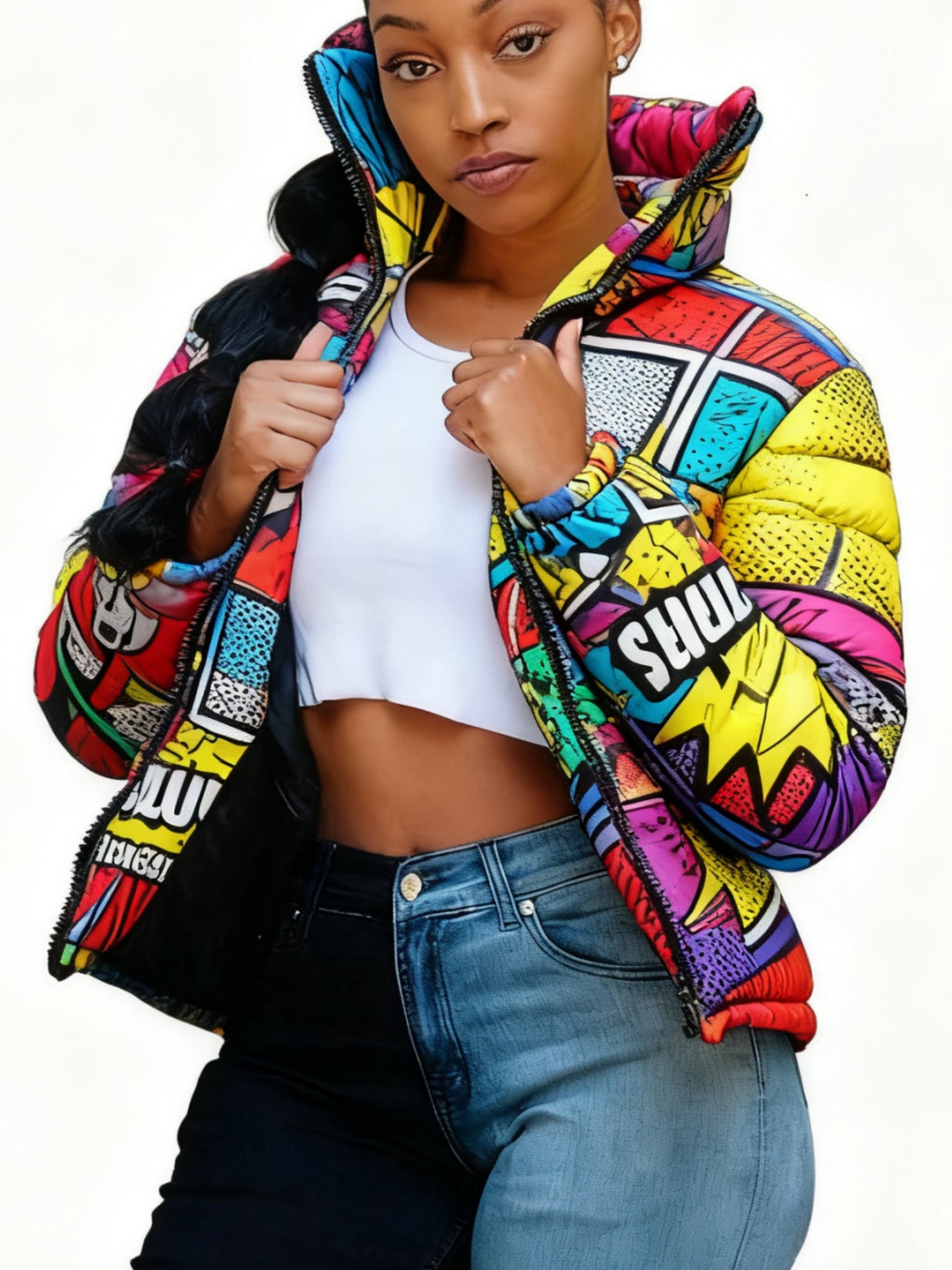 Kleurrijke Korte Pufferjas