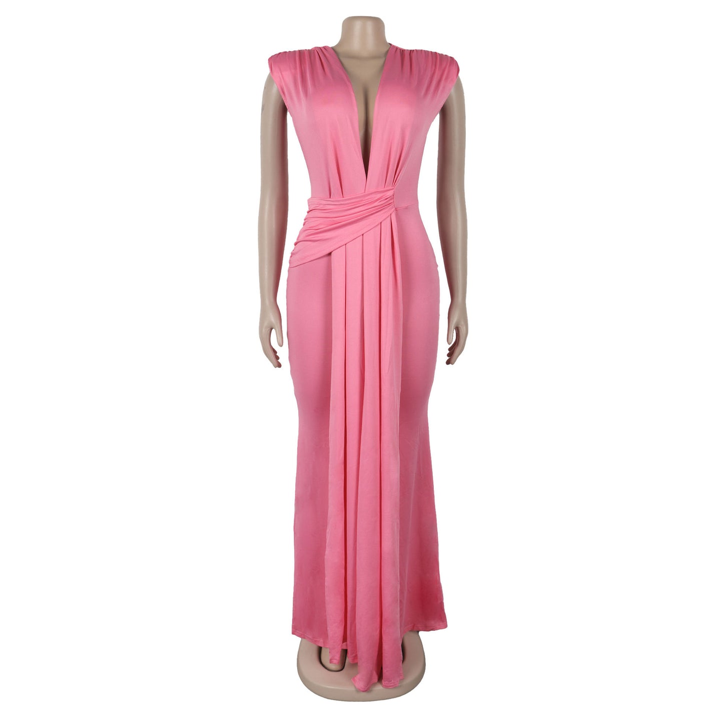 Stijlvolle sexy maxi-jurk met diepe V-hals