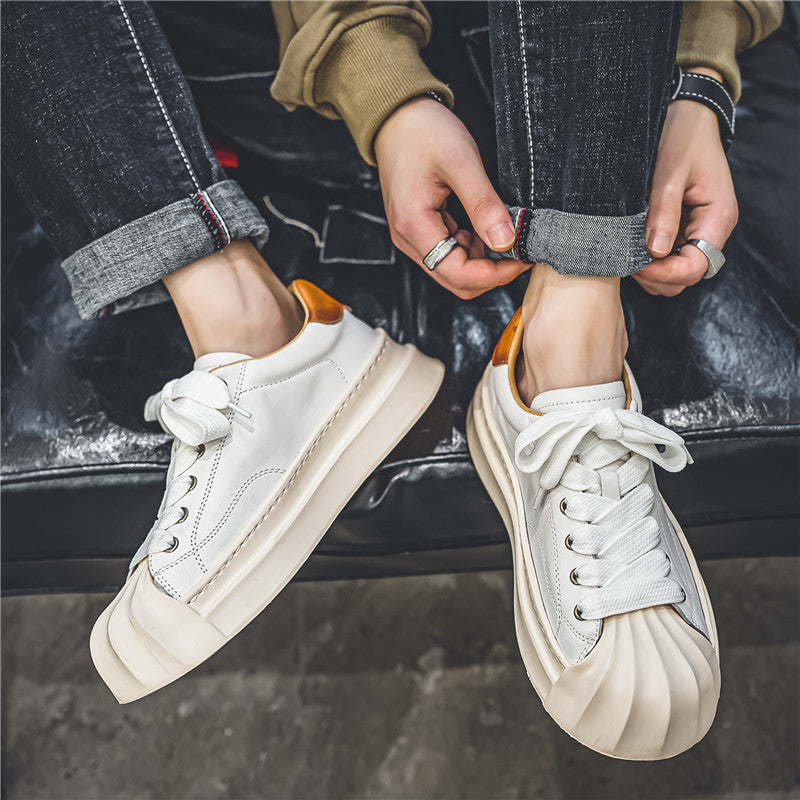 Lage casual leren sneakers met aparte neus voor heren