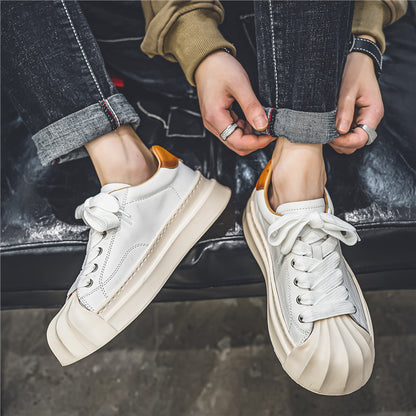 Lage casual leren sneakers met aparte neus voor heren
