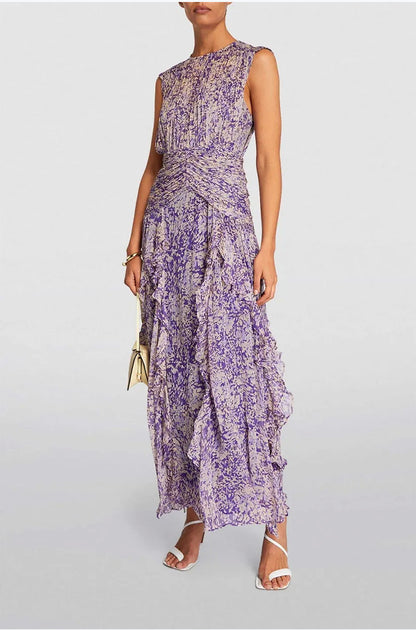 Floral Print Chiffon Evening Dress