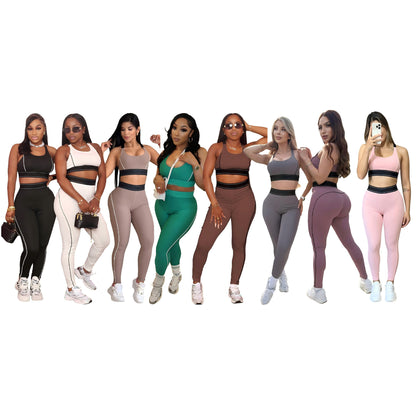 Yoga Sleeveless Push-Up Sports Vest High-Waisted Fitness Set
