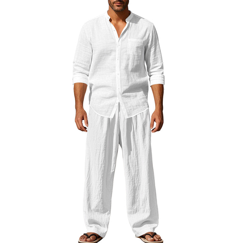 Men's Linen Casual Shirt and Pants Set