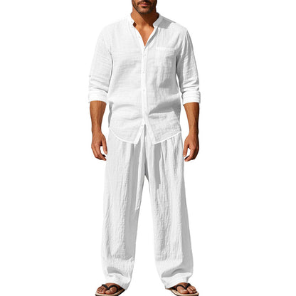 Men's Linen Casual Shirt and Pants Set