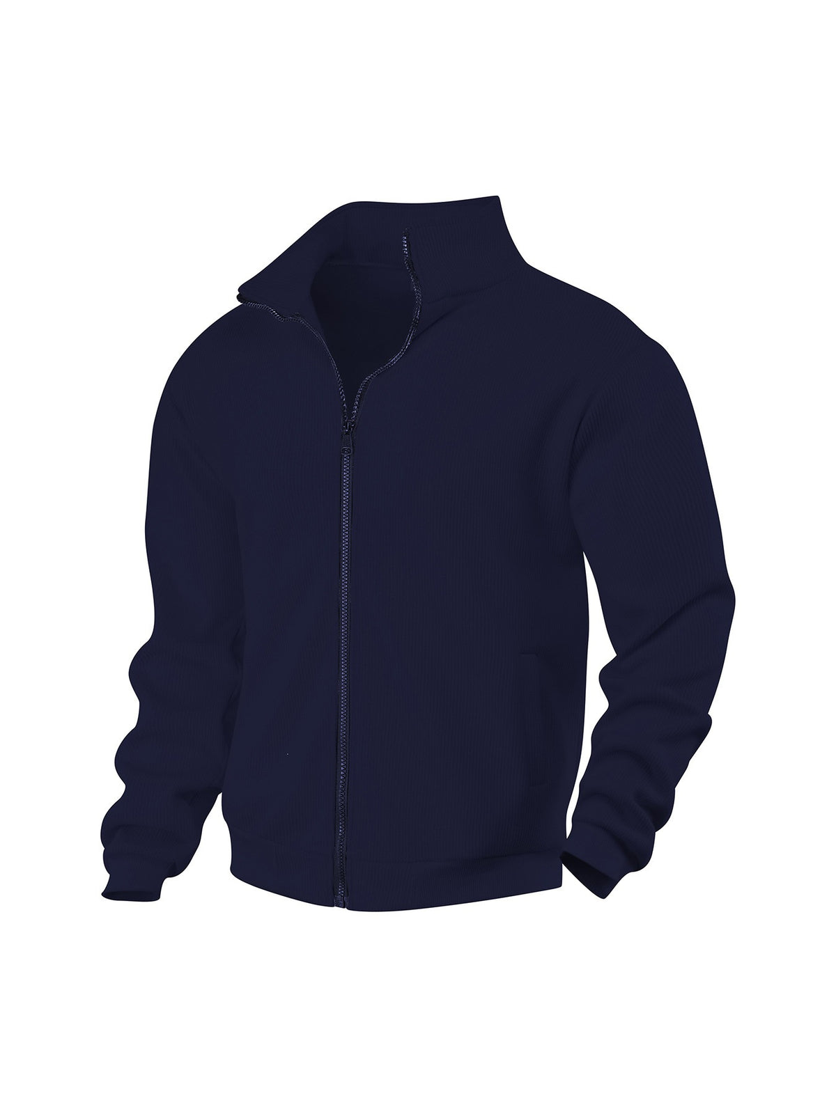 Mens Corduroy High Neck Zip Up Sweater