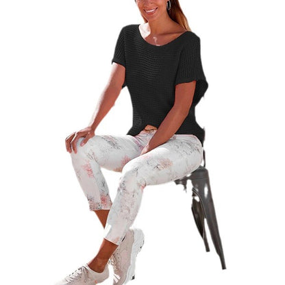 Women's Casual Knit Short Sleeve Top