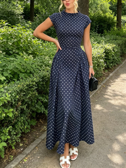 Polka Dot High Waist A-Line Dress