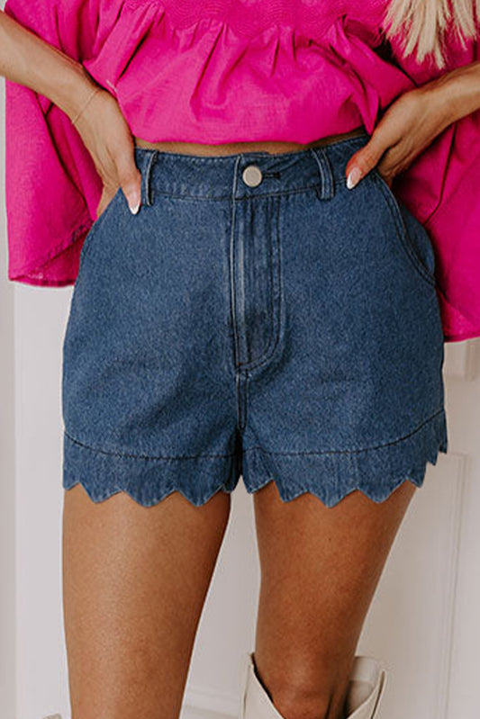 Denim shorts met geschulpte zoom