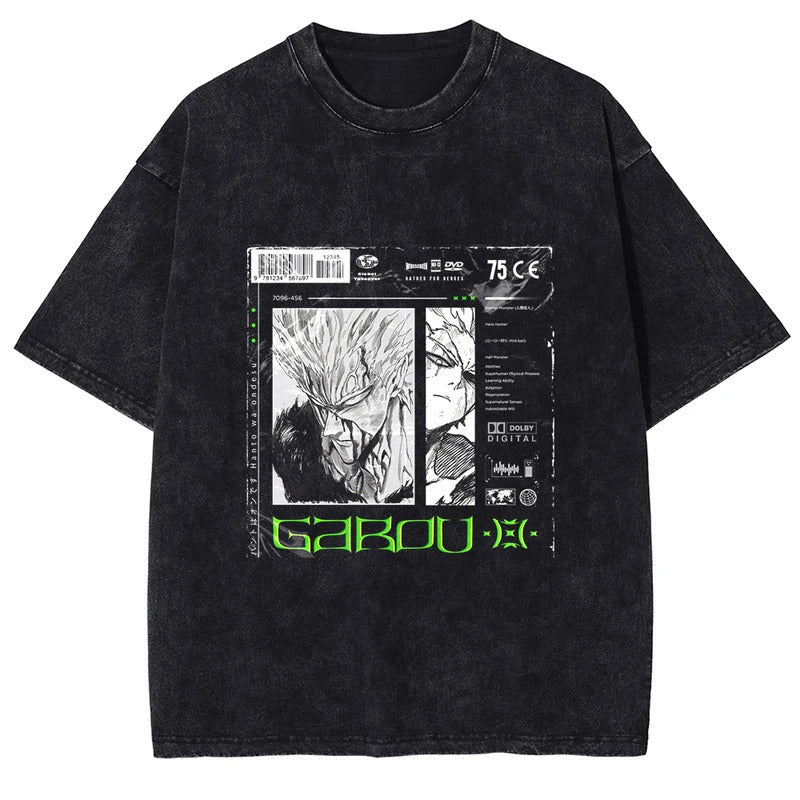 Summer Hot Selling One Punch Man AnimePrinted T-Shirt Summer Cotton Washed Vintage Short Sleeve