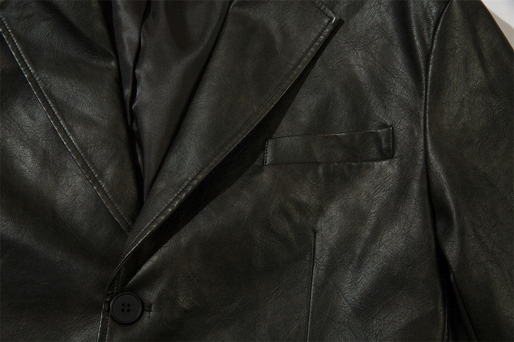 Amerikaans effen PU-leren colbert voor heren