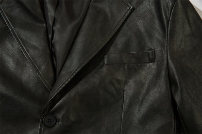 Amerikaans effen PU-leren colbert voor heren