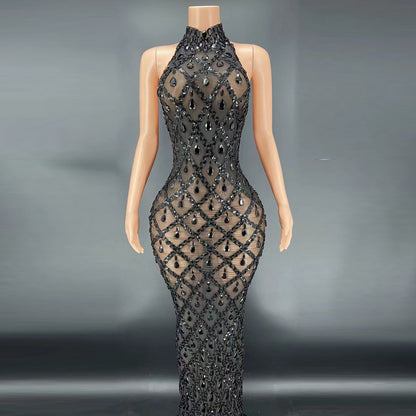 Rhinestone Silver Dress Plus Size