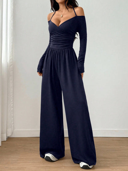 Women's V-Neck Wide-Leg Jumpsuit