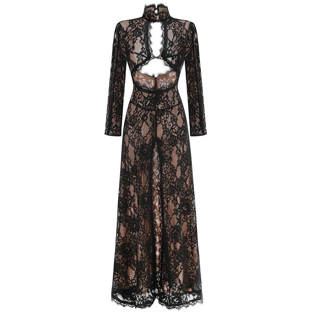 Elegant Lace Hollow Back Dress
