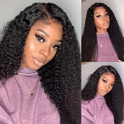 Lace Front Curly Wig Long Synthetic Hairpiece with Bangs