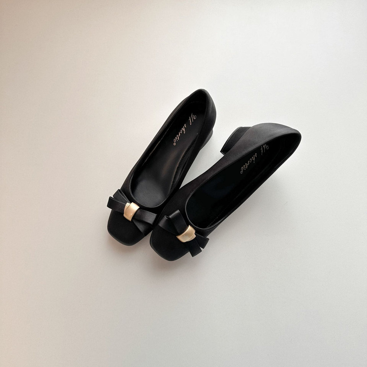 Women's Square Toe Satin Bowknot Heels