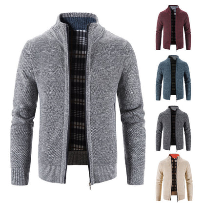 Mens Knitted Stand Collar Cardigan