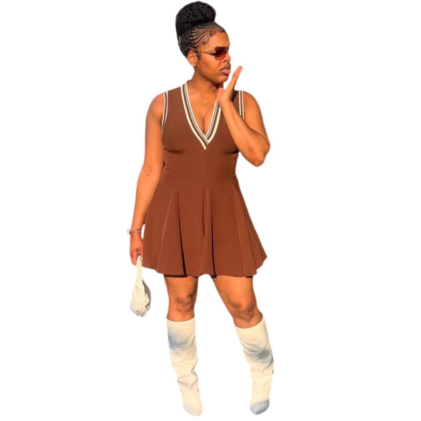 Fashion Women's Dress, Sexy Ruffle Sleeveless Backless Dress