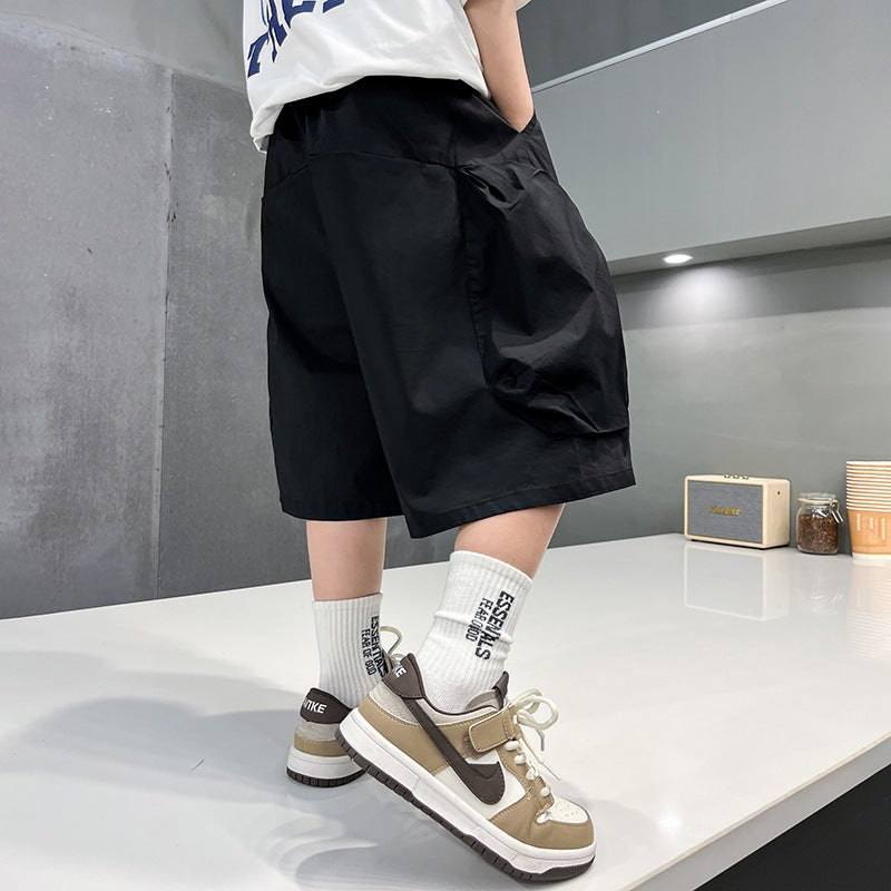 Casual Cargo Shorts for Boys Lightweight Mid-Length Pants Kids' Clothing