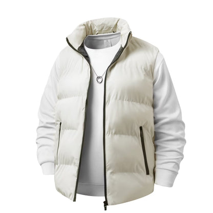 Style Simple Solid Color Fleece-Lined Warm Loose Fit Men's Vest